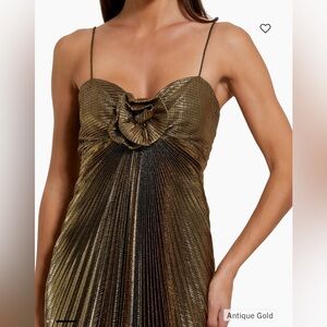 Floral Metallic Pleated Gown